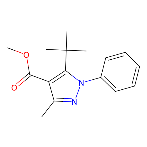 methyl 5-tert-butyl-3-methyl-1-phenyl-1H-pyrazole-4-carboxylate structure