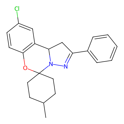 9'-chloro-4-methyl-2'-phenyl-1',10b'-dihydrospiro[cyclohexane-1,5'-pyrazolo[1,5-c][1,3]benzoxazine] structure