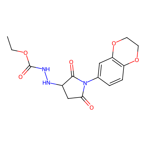 ethyl 2-[1-(2,3-dihydro-1,4-benzodioxin-6-yl)-2,5-dioxopyrrolidin-3-yl]hydrazinecarboxylate structure