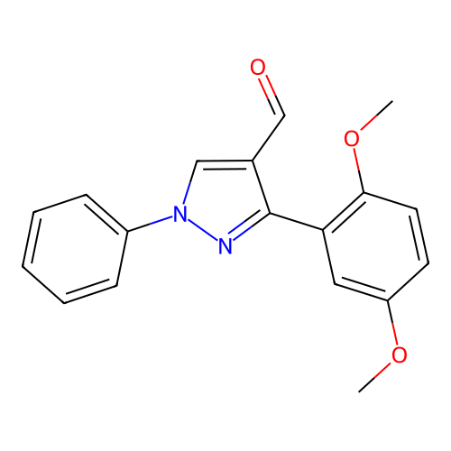 3-(2,5-dimethoxyphenyl)-1-phenyl-1H-pyrazole-4-carbaldehyde structure