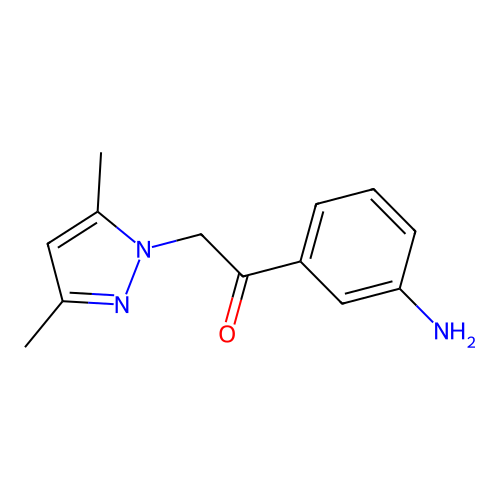 1-(3-aminophenyl)-2-(3,5-dimethyl-1H-pyrazol-1-yl)-1-ethanone structure