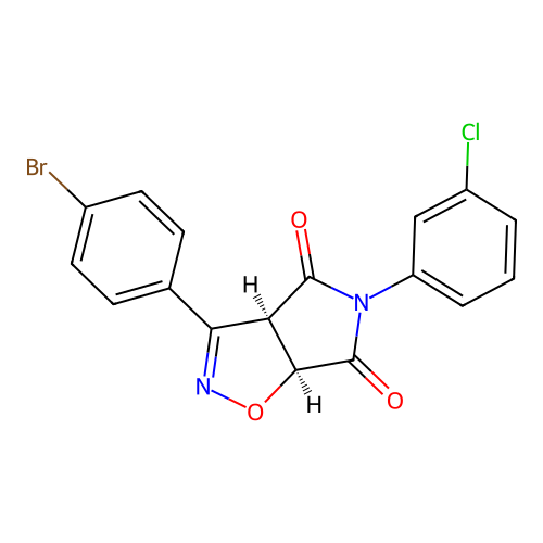 (3aR,6aS)-3-(4-bromophenyl)-5-(3-chlorophenyl)-3a,6a-dihydropyrrolo[3,4-d][1,2]oxazole-4,6-dione structure