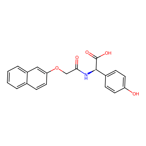 (2R)-(4-hydroxyphenyl){[(naphthalen-2-yloxy)acetyl]amino}ethanoic acid structure