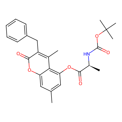 (S)-3-benzyl-4,7-dimethyl-2-oxo-2H-chromen-5-yl 2-((tert-butoxycarbonyl)amino)propanoate structure
