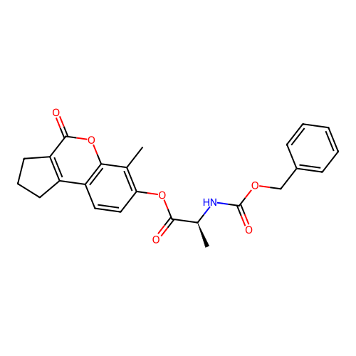 (S)-6-methyl-4-oxo-1,2,3,4-tetrahydrocyclopenta[c]chromen-7-yl 2-(((benzyloxy)carbonyl)amino)propanoate structure