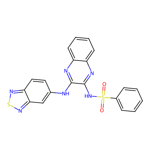 N-(3-(benzo[c][1,2,5]thiadiazol-5-ylamino)quinoxalin-2-yl)benzenesulfonamide structure