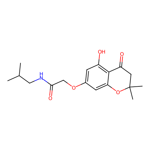2-((5-hydroxy-2,2-dimethyl-4-oxochroman-7-yl)oxy)-N-isobutylacetamide structure
