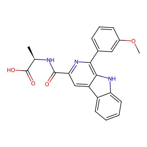 (R)-2-(1-(3-methoxyphenyl)-9H-pyrido[3,4-b]indole-3-carboxamido)propanoic acid structure