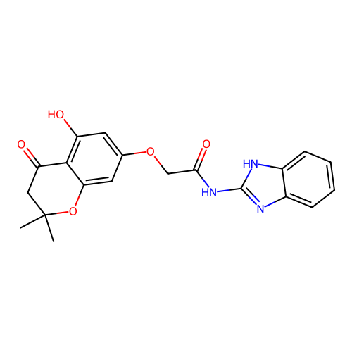N-(1H-benzimidazol-2-yl)-2-[(5-hydroxy-2,2-dimethyl-4-oxo-3H-chromen-7-yl)oxy]acetamide structure