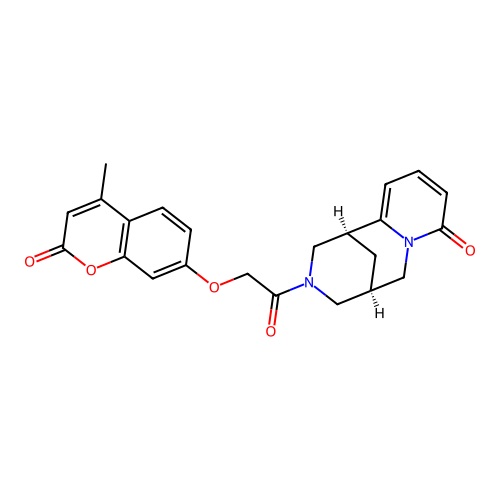 (1R,5S)-3-(2-((4-methyl-2-oxo-2H-chromen-7-yl)oxy)acetyl)-3,4,5,6-tetrahydro-1H-1,5-methanopyrido[1,2-a][1,5]diazocin-8(2H)-one structure