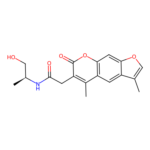 (S)-2-(3,5-dimethyl-7-oxo-7H-furo[3,2-g]chromen-6-yl)-N-(1-hydroxypropan-2-yl)acetamide structure