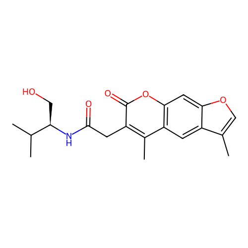 (S)-2-(3,5-dimethyl-7-oxo-7H-furo[3,2-g]chromen-6-yl)-N-(1-hydroxy-3-methylbutan-2-yl)acetamide structure
