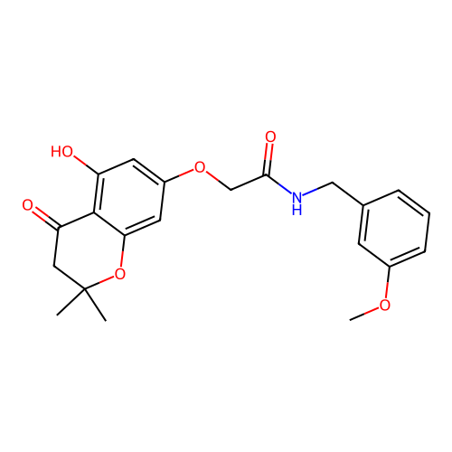 2-((5-hydroxy-2,2-dimethyl-4-oxochroman-7-yl)oxy)-N-(3-methoxybenzyl)acetamide structure