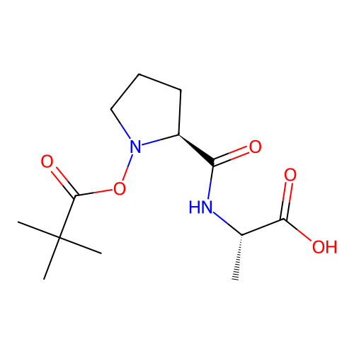 1-[(2,2-dimethylpropanoyl)oxy]-L-prolyl-L-alanine structure