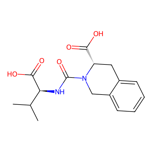 2-[(1-carboxy-2-methyl-propyl)carbamoyl]-3,4-dihydro-1H-isoquinoline-3-carboxylic Acid structure