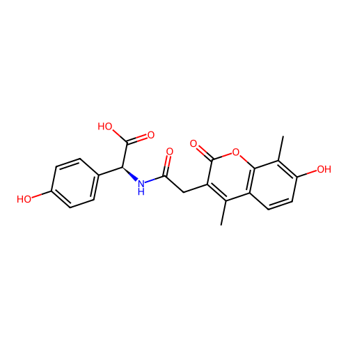 (S)-2-(2-(7-hydroxy-4,8-dimethyl-2-oxo-2H-chromen-3-yl)acetamido)-2-(4-hydroxyphenyl)acetic acid structure