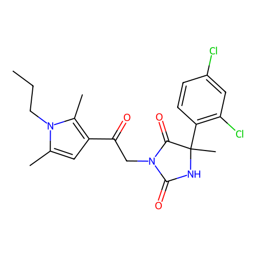 5-(2,4-Dichlorophenyl)-3-(2-(2,5-dimethyl-1-propyl-1H-pyrrol-3-yl)-2-oxoethyl)-5-methylimidazolidine-2,4-dione structure