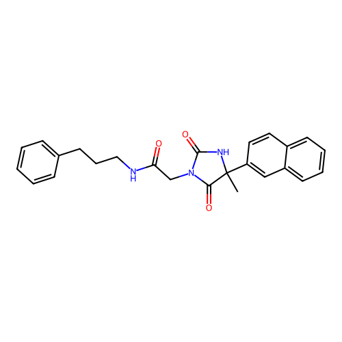 2-(4-Methyl-4-(naphthalen-2-yl)-2,5-dioxoimidazolidin-1-yl)-N-(3-phenylpropyl)acetamide structure
