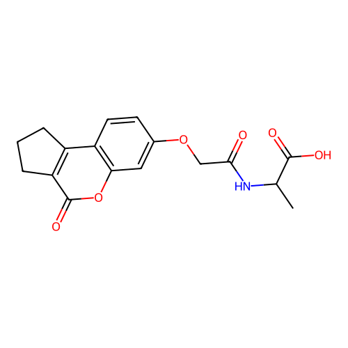 (2S)-2-[2-({4-Oxo-1H,2H,3H,4H-cyclopenta[c]chromen-7-yl}oxy)acetamido]propanoic acid structure