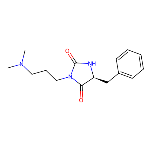 (5S)-5-benzyl-3-[3-(dimethylamino)propyl]imidazolidine-2,4-dione structure