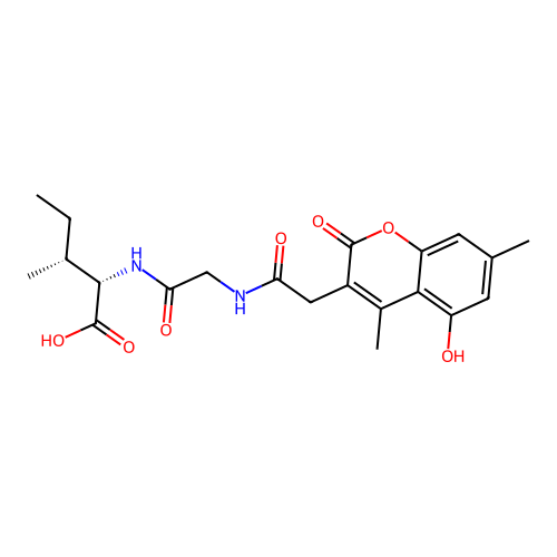 N-[(5-hydroxy-4,7-dimethyl-2-oxo-2H-chromen-3-yl)acetyl]glycyl-L-isoleucine structure