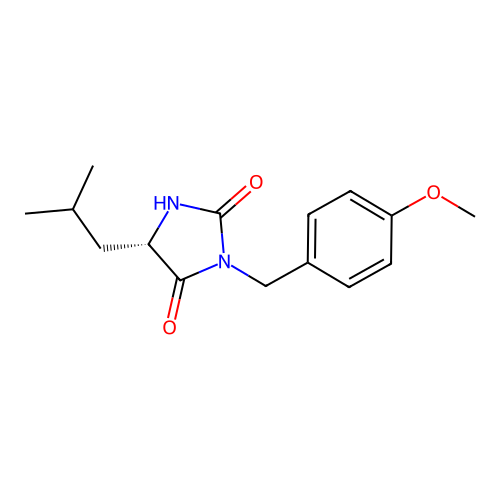 (S)-5-isobutyl-3-(4-methoxybenzyl)imidazolidine-2,4-dione structure