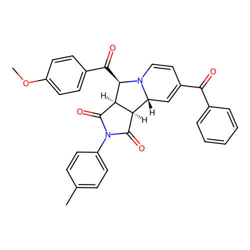 (3aR,4S,9aR,9bS)-8-benzoyl-4-(4-methoxybenzoyl)-2-(4-methylphenyl)-3a,4,9a,9b-tetrahydropyrrolo[3,4-a]indolizine-1,3-dione structure