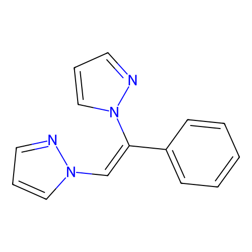 1-[(Z)-1-phenyl-2-pyrazol-1-ylethenyl]pyrazole structure
