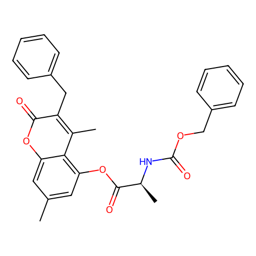 (S)-3-benzyl-4,7-dimethyl-2-oxo-2H-chromen-5-yl 2-(((benzyloxy)carbonyl)amino)propanoate structure