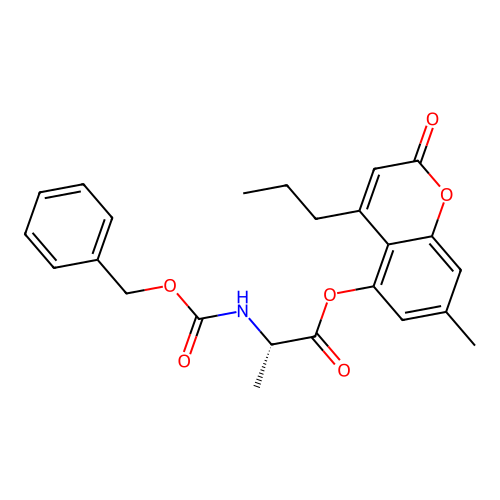 (S)-7-methyl-2-oxo-4-propyl-2H-chromen-5-yl 2-(((benzyloxy)carbonyl)amino)propanoate structure