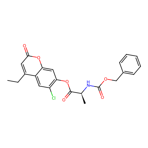(S)-6-chloro-4-ethyl-2-oxo-2H-chromen-7-yl 2-(((benzyloxy)carbonyl)amino)propanoate structure