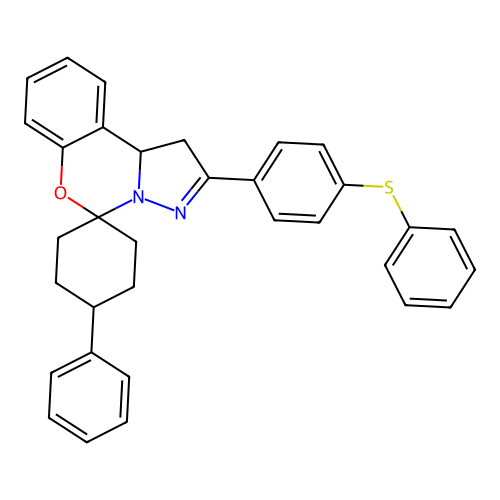 4'-phenyl-2-(4-(phenylthio)phenyl)-1,10b-dihydrospiro[benzo[e]pyrazolo[1,5-c][1,3]oxazine-5,1'-cyclohexane] structure