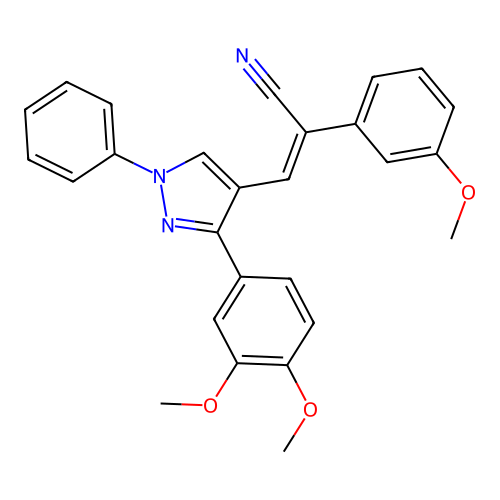 3-[3-(3,4-dimethoxyphenyl)-1-phenyl-pyrazol-4-yl]-2-(3-methoxyphenyl)prop-2-enenitrile structure