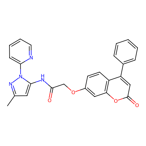 N-(3-methyl-1-(pyridin-2-yl)-1H-pyrazol-5-yl)-2-((2-oxo-4-phenyl-2H-chromen-7-yl)oxy)acetamide structure