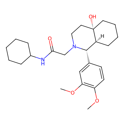 2-[(1R,4aS,8aS)-1-(3,4-dimethoxyphenyl)-4a-hydroxy-1,3,4,5,6,7,8,8a-octahydroisoquinolin-2-yl]-N-cyclohexylacetamide structure