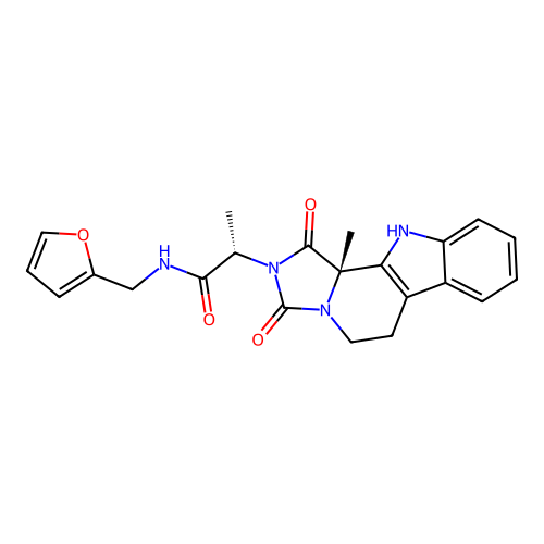 (2S)-N-(furan-2-ylmethyl)-2-[(11bS)-11b-methyl-1,3-dioxo-5,6,11,11b-tetrahydro-1H-imidazo[1',5':1,2]pyrido[3,4-b]indol-2(3H)-yl]propanamide structure