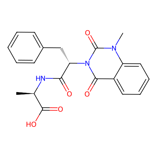 (R)-2-((S)-2-(1-methyl-2,4-dioxo-1,2-dihydroquinazolin-3(4H)-yl)-3-phenylpropanamido)propanoic acid structure