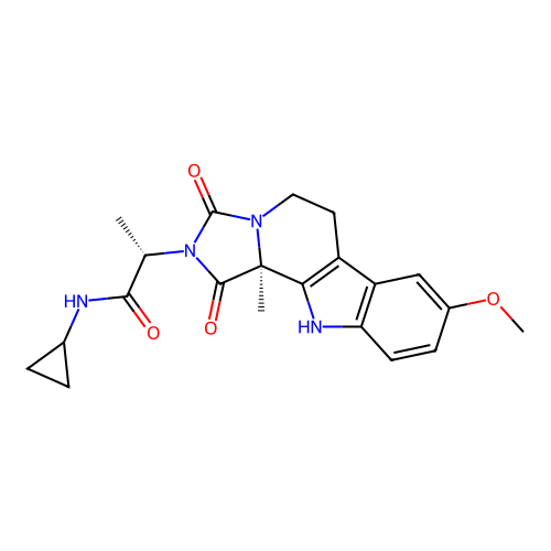 (2S)-N-cyclopropyl-2-[(11bS)-8-methoxy-11b-methyl-1,3-dioxo-5,6,11,11b-tetrahydro-1H-imidazo[1',5':1,2]pyrido[3,4-b]indol-2(3H)-yl]propanamide structure