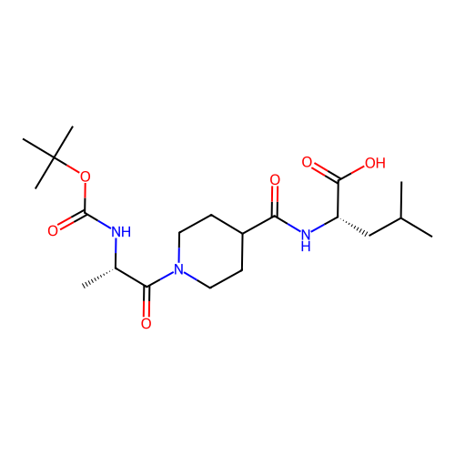 N-({1-[N-(tert-butoxycarbonyl)-L-alanyl]piperidin-4-yl}carbonyl)-L-leucine structure