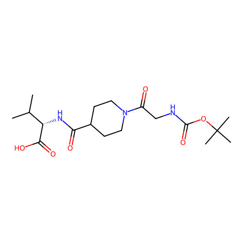N-({1-[N-(tert-butoxycarbonyl)glycyl]piperidin-4-yl}carbonyl)-L-valine structure