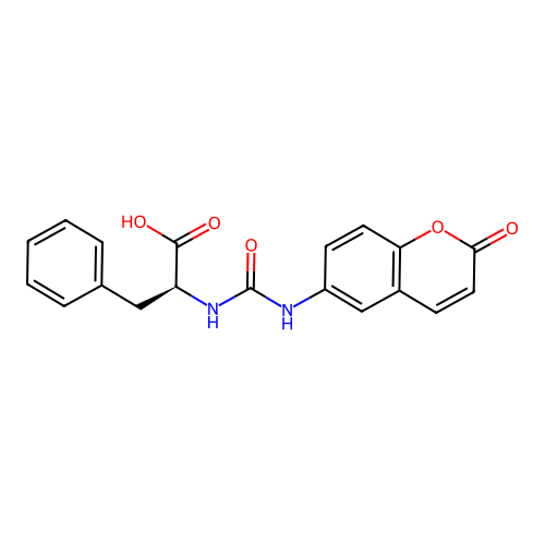(S)-2-(3-(2-oxo-2H-chromen-6-yl)ureido)-3-phenylpropanoic acid structure