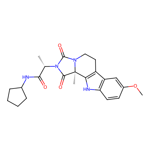 (2S)-N-cyclopentyl-2-[(11bS)-8-methoxy-11b-methyl-1,3-dioxo-5,6,11,11b-tetrahydro-1H-imidazo[1',5':1,2]pyrido[3,4-b]indol-2(3H)-yl]propanamide structure