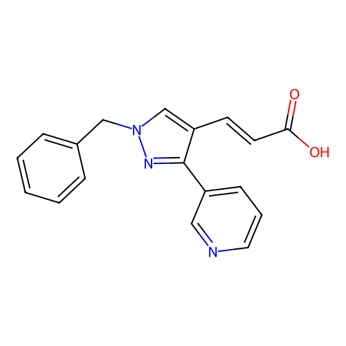 3-(1-Benzyl-3-pyridin-3-ylpyrazol-4-yl)prop-2-enoic acid structure