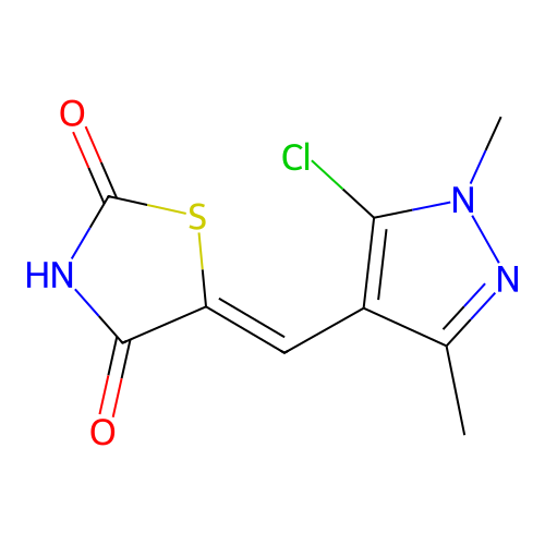 5-[(5-Chloro-1,3-dimethylpyrazol-4-yl)methylidene]-1,3-thiazolidine-2,4-dione structure