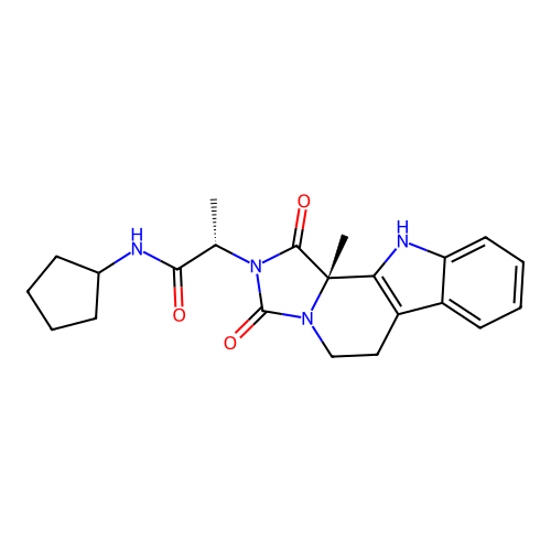 (2S)-N-cyclopentyl-2-[(11bS)-11b-methyl-1,3-dioxo-5,6,11,11b-tetrahydro-1H-imidazo[1',5':1,2]pyrido[3,4-b]indol-2(3H)-yl]propanamide structure