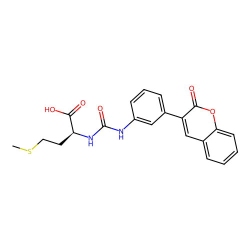 (S)-4-(methylthio)-2-(3-(3-(2-oxo-2H-chromen-3-yl)phenyl)ureido)butanoic acid structure