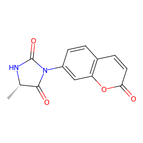 (S)-5-methyl-3-(2-oxo-2H-chromen-7-yl)imidazolidine-2,4-dione structure