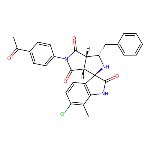 (1'R,3'S,3a'S,6a'R)-5'-(4-acetylphenyl)-3'-benzyl-6-chloro-7-methyl-3',3a'-dihydro-2'H-spiro[indoline-3,1'-pyrrolo[3,4-c]pyrrole]-2,4',6'(5'H,6a'H)-trione structure