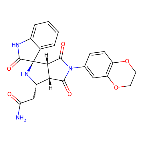 2-((1'R,3'S,3a'S,6a'R)-5'-(2,3-dihydrobenzo[b][1,4]dioxin-6-yl)-2,4',6'-trioxo-3',3a',4',5',6',6a'-hexahydro-2'H-spiro[indoline-3,1'-pyrrolo[3,4-c]pyrrol]-3'-yl)acetamide structure