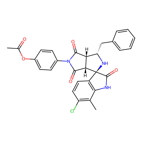 [4-[(1S,3R,3aR,6aS)-1-benzyl-6'-chloro-7'-methyl-2',4,6-trioxospiro[1,2,3a,6a-tetrahydropyrrolo[3,4-c]pyrrole-3,3'-1H-indole]-5-yl]phenyl] acetate structure
